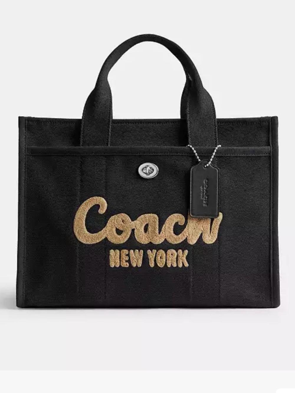 Coach Cargo Canvas Tote Black Tan Silver Adjustable/Removable Strap - Picture 10 of 11